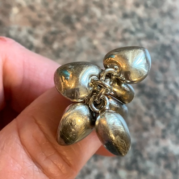 Mexico 925 silver 4 dangling hearts ring size 5 / 5.25 - Picture 5 of 9